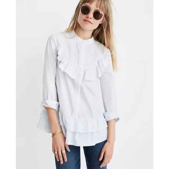 Madewell Karen Walker Striped Annie Shirt Ruffle - Picture 1 of 13